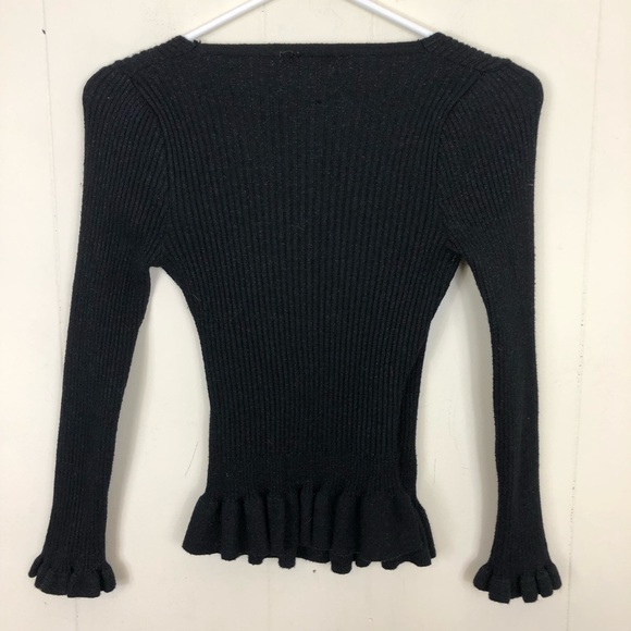 ASOS Wild Flower Ribbed Sparkle V-Neck Sweater Sz S - Picture 8 of 11